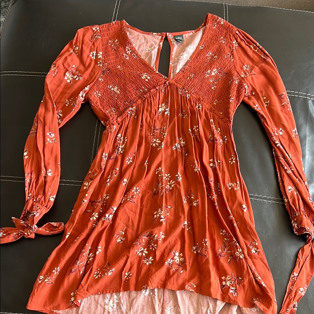 Wild Fable Rust Orange Floral Babydoll Dress